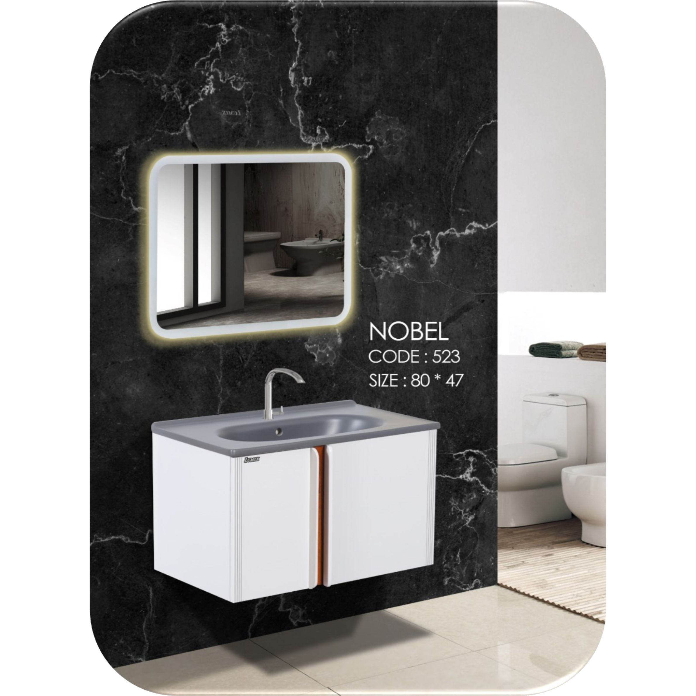 ست کابینت و روشویی لومیکس مدل نوبل به همراه آینه کد 523