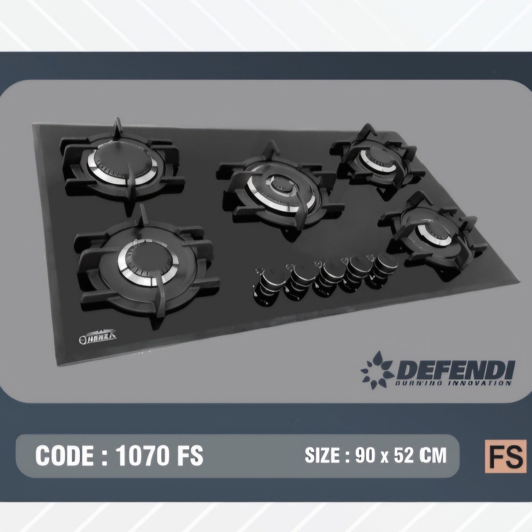 اجاق گاز شیشه ای ۵ شعله هنزا مدل 1070fs طوسی