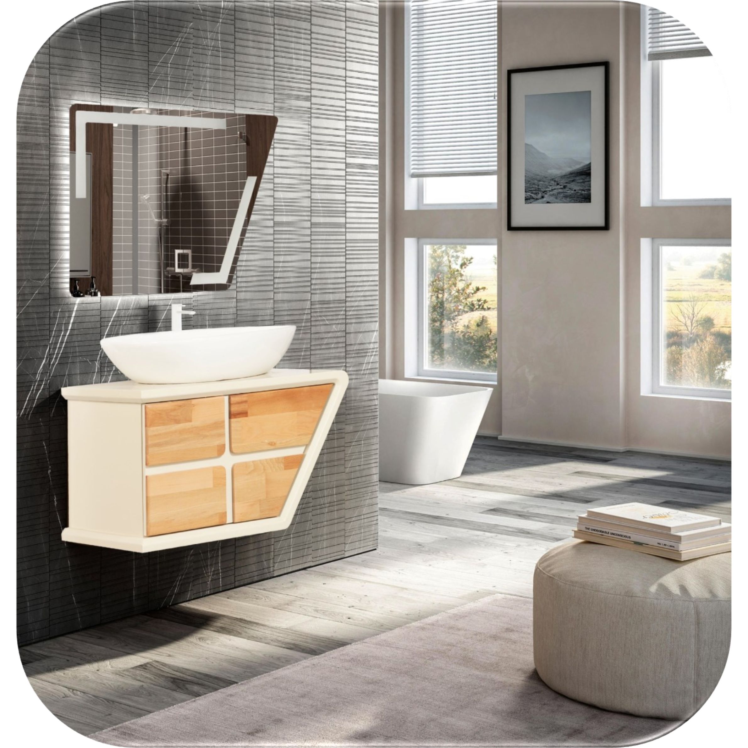 ست کابینت و روشویی لومیکس مدل روشا به همراه آینه کد 517b