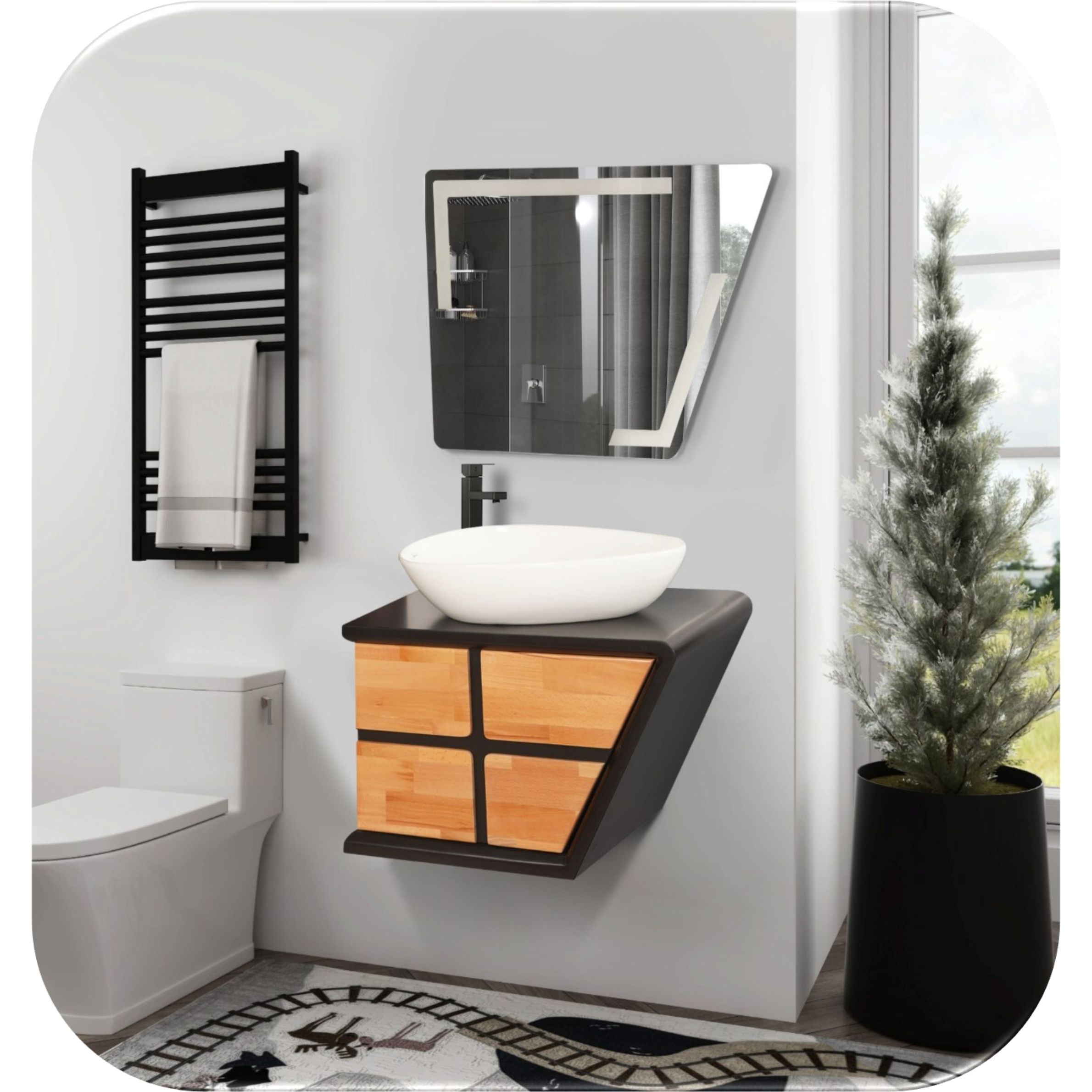 ست کابینت و روشویی لومیکس مدل روشا به همراه آینه کد 517a