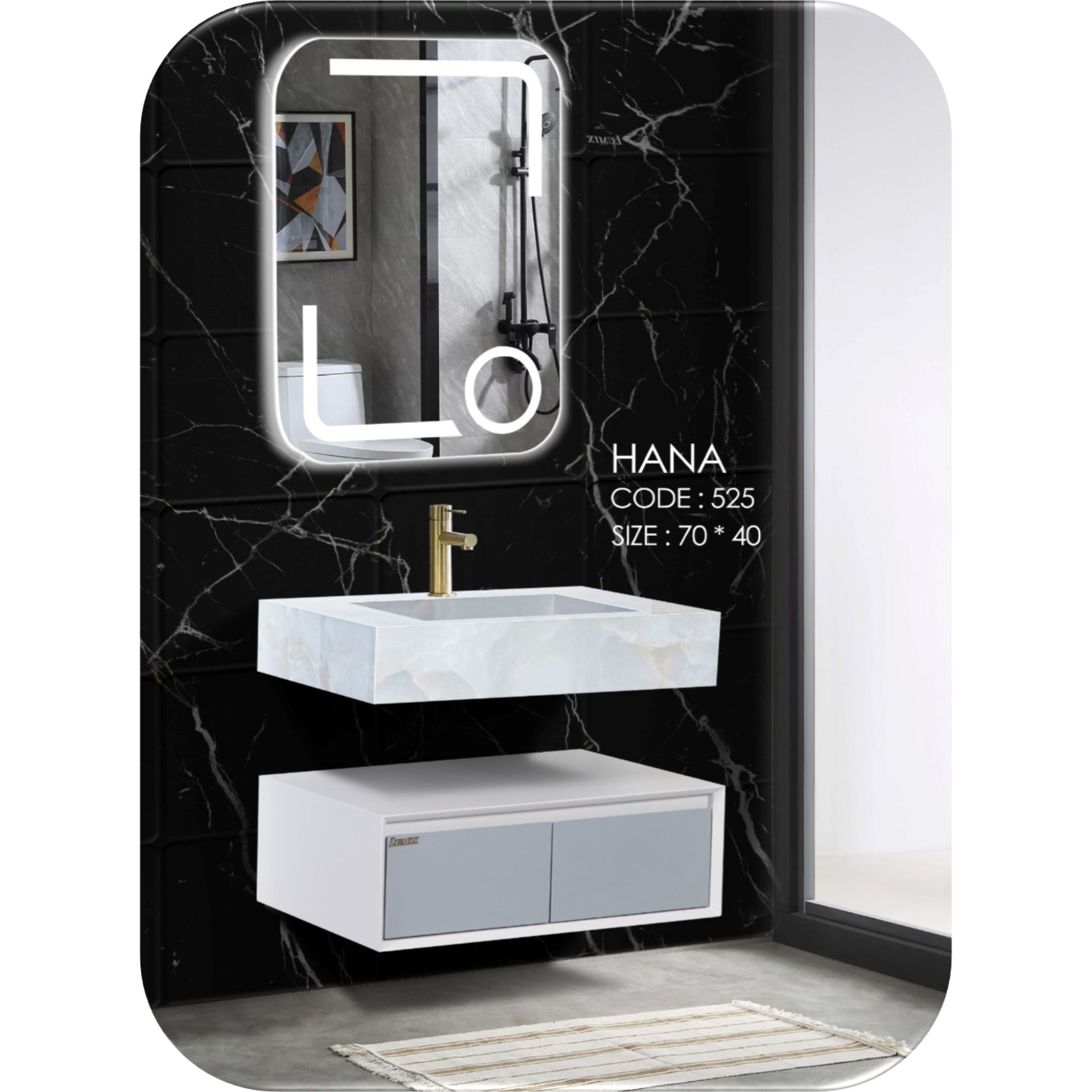 ست کابینت و روشویی لومیکس مدل هانا به همراه آینه کد 525