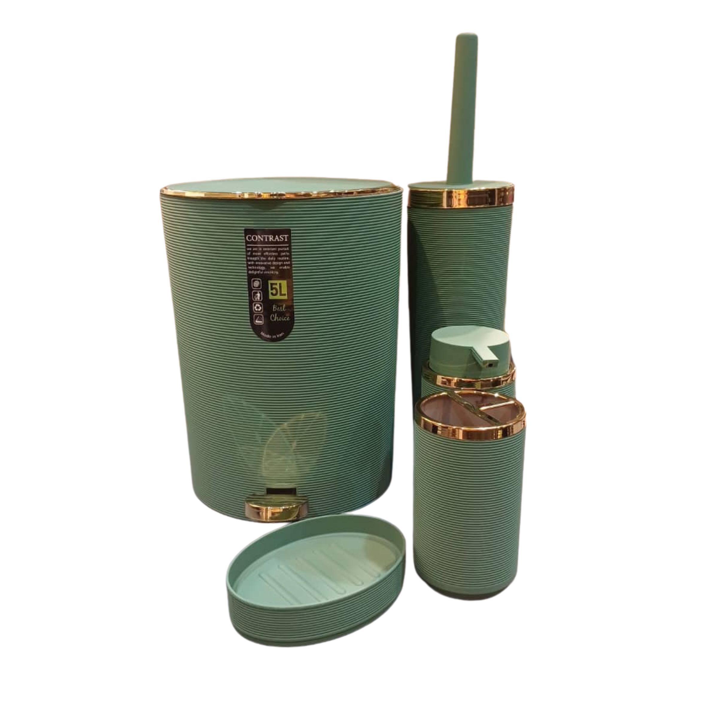 ست سرویس بهداشتی 5 تکه کنتراست مدل خط ریز مات