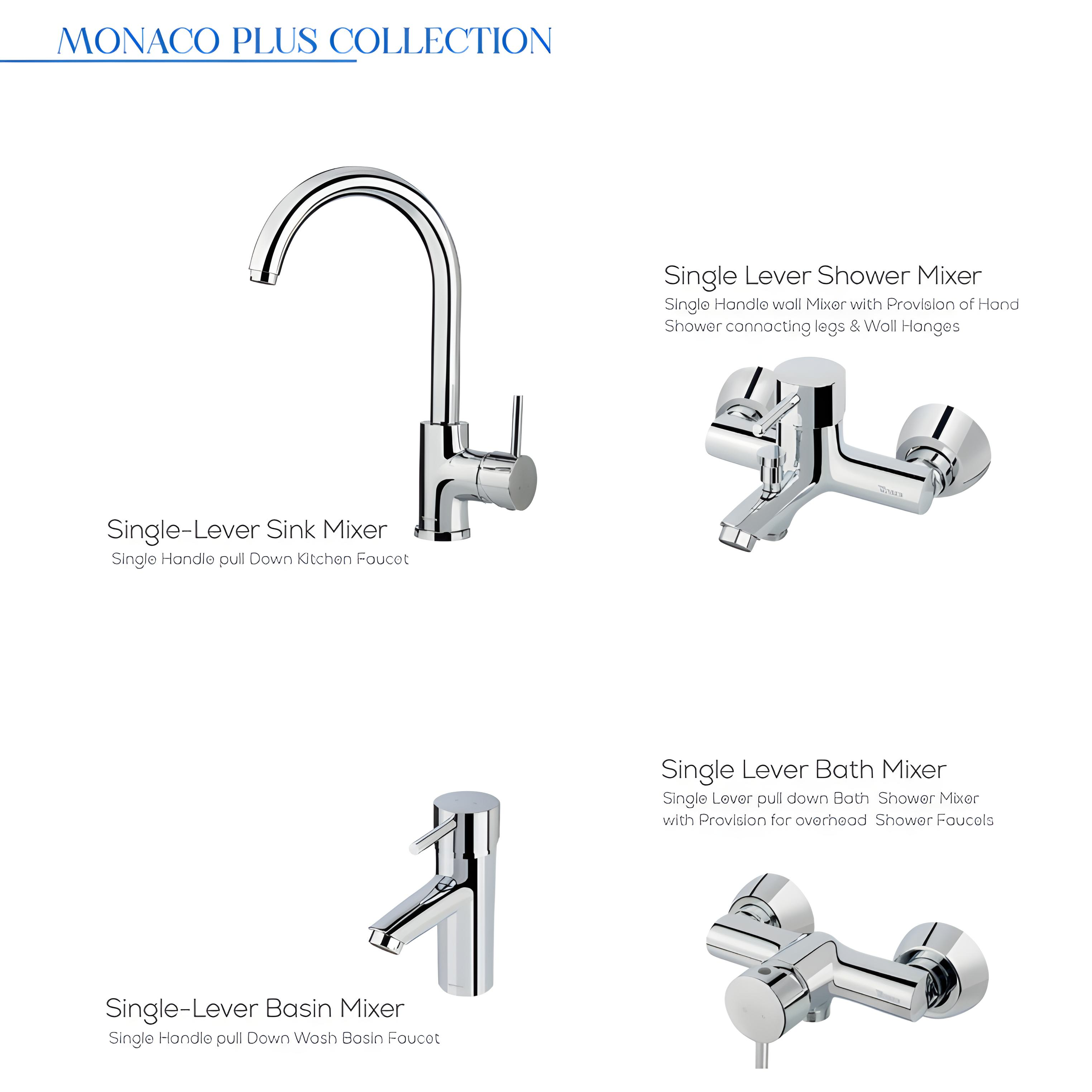 ست شیرآلات تنسر مدل موناکو کروم