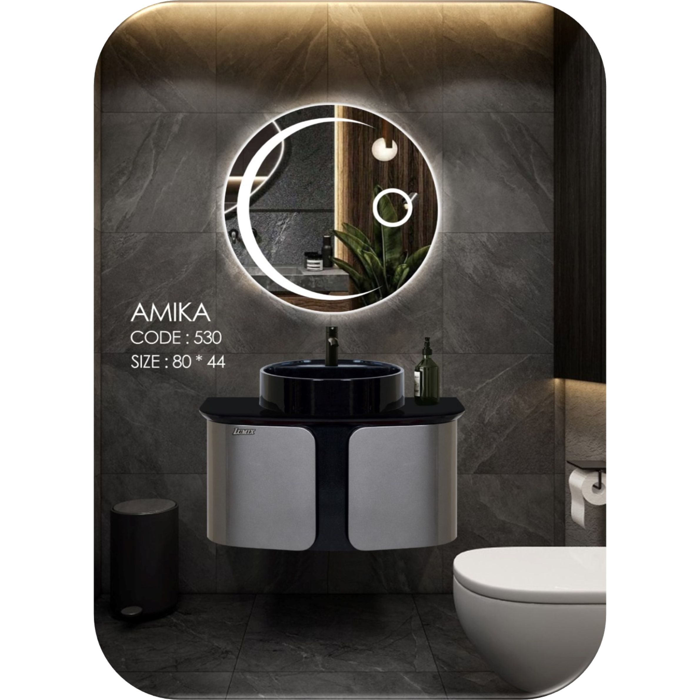 ست کابینت و روشویی لومیکس مدل آمیکا به همراه آینه کد 530