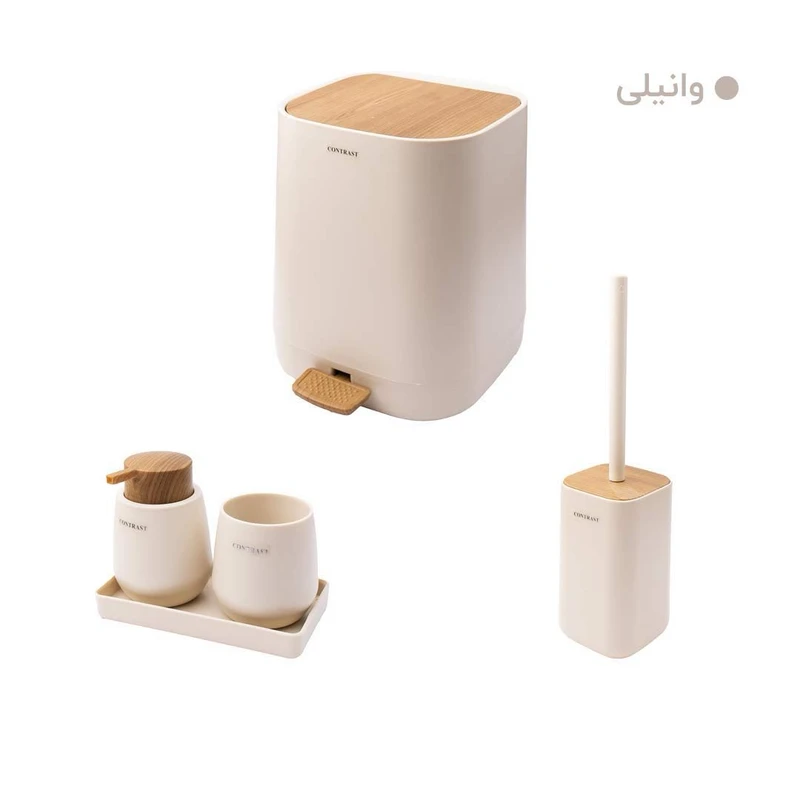 ست سرویس بهداشتی 5 پارچه کنتراست مدل میامی طرح چوب