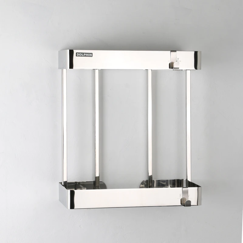 قفسه حمام دو طبقه استیل وسط مستطیلی