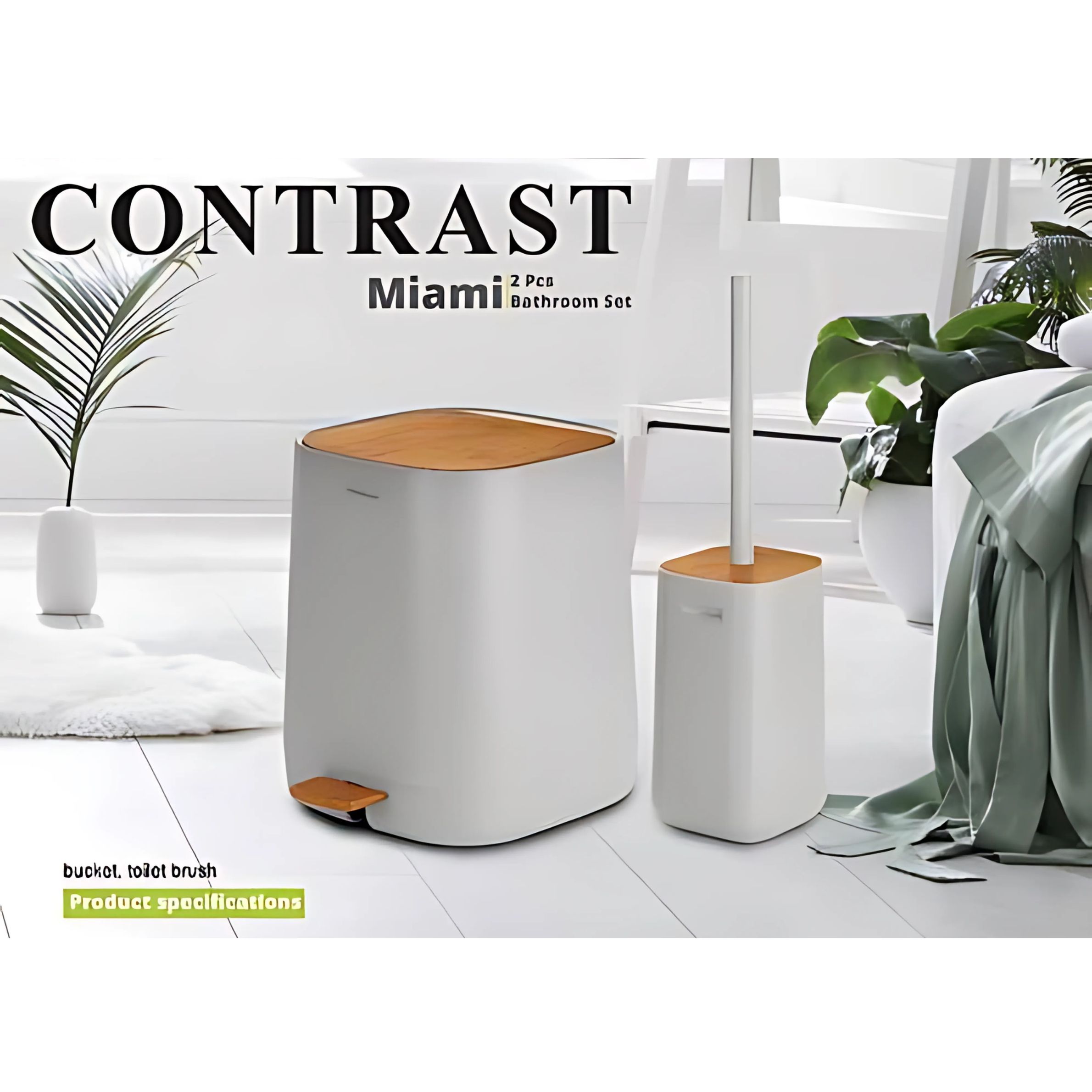 ست سطل و فرچه کنتراست مدل 9900 طرح چوب